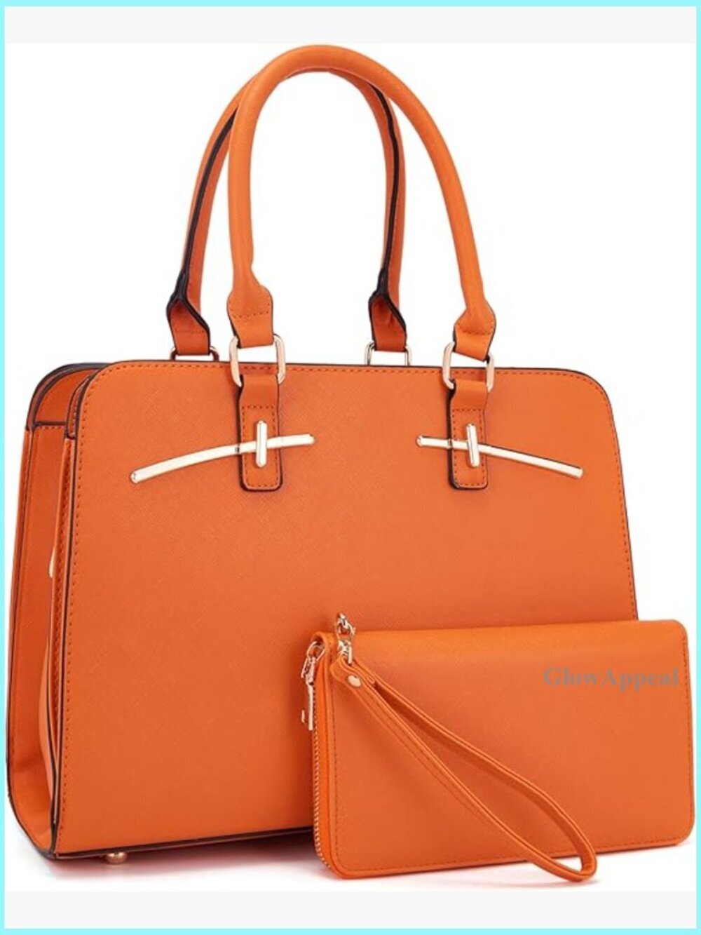 PU Leather Tote & Wallet Set, RFID Blocking, 3 Compartments, Adjustable Strap
